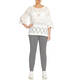 Beige Birdseye Print Trouser Navy And White
