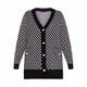 MARINA RINALDI CHECK INTARSIA CARDIGAN BLACK AND WHITE