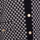 MARINA RINALDI CHECK INTARSIA CARDIGAN BLACK AND WHITE