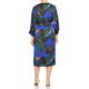 MARINA RINALDI BOLD FLORAL SATIN DRESS COBALT