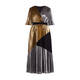 MARINA RINALDI PLEATED METALLIC LAMÉ DRESS