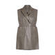 MARINA RINALDI SHEEP SKIN LEATHER GILET MILITARY