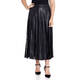 MARINA RINALDI FAUX-LEATHER AND LACE SKIRT BLACK