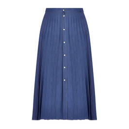 MARINA RINALDI PLEATED DENIM MIDI SKIRT - Plus Size Collection