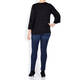 MARINA RINALDI SEQUIN STRIPE SWEATER BLACK