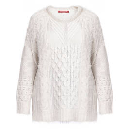 MARINA RINALDI WOOL BLEND EMBOSSED KNIT CREAM - Plus Size Collection