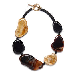 TORTOISE SHELL FLAT PEBBLE NECKLACE  - Plus Size Collection