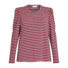 NOW BY PERSONA STRIPE LUREX TOP RED  - Plus Size Collection