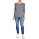 NOW BY PERSONA STRIPE LUREX TOP NAVY 
