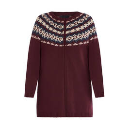 PERSONA BY MARINA RINALDI FAIRISLE KNIT CARDIGAN WINE - Plus Size Collection