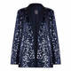 PERSONA BY MARINA RINALDI SEQUIN TUXEDO JACKET NAVY