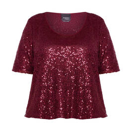 PERSONA BY MARINA RINALDI SEQUIN TOP BORDEAUX - Plus Size Collection