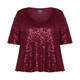 PERSONA BY MARINA RINALDI SEQUIN TOP BORDEAUX