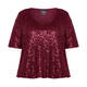 PERSONA BY MARINA RINALDI SEQUIN TOP BORDEAUX