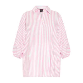 Persona by Marina Rinaldi Linen Candy Stripe Shirt Pink - Plus Size Collection