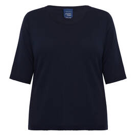 Persona By Marina Rinaldi Short Sleeve Sweater Navy  - Plus Size Collection