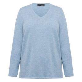Sandra Portelli V-Neck Cashmere Knitted Tunic Light Blue - Plus Size Collection