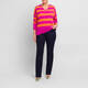 Sandra Portelli V-neck Cashmere Knitted Tunic Fuchsia And Orange Stripe