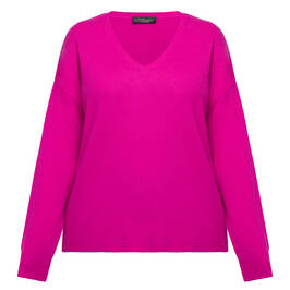 Sandra Portelli V-Neck Cashmere Knitted Tunic Fuchsia Pink  - Plus Size Collection