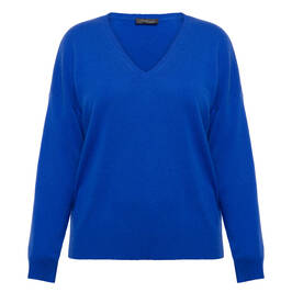 Sandra Portelli V-Neck Cashmere Knitted Tunic Cobalt Blue - Plus Size Collection