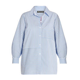 BEIGE CANDY STRIPE SHIRT BLUE - Plus Size Collection