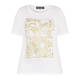 BEIGE WHITE T-SHIRT WITH GOLD TROPICAL PRINT FRONT  