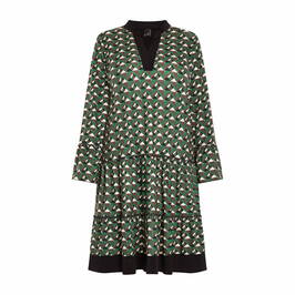 Yoek Abstract Print Dress Green  - Plus Size Collection