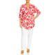 Yoek 100% Linen Shirt Floral Red and White