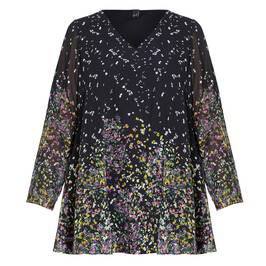 YOEK DITSY FLORAL GEORGETTE TUNIC - Plus Size Collection