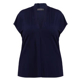 Elena Miro Jersey Stand-Collar Top Navy  - Plus Size Collection