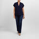 Elena Miro Jersey Stand-Collar Top Navy 