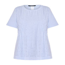 Marina Rinaldi Rhinestone Embellished T-Shirt Sky Blue  - Plus Size Collection