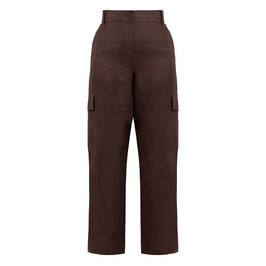 Persona by Marina Rinaldi Flax Linen Cargo Trousers Brown - Plus Size Collection