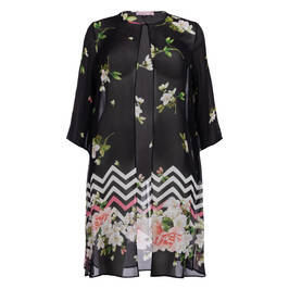 Piero Moretti Georgette Blossom Print Duster Jacket  - Plus Size Collection