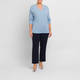 MARINA RINALDI NAVY PULL ON FRONT CREASE TROUSER 
